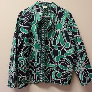 Floral Patterned Jacket in Green and Black
